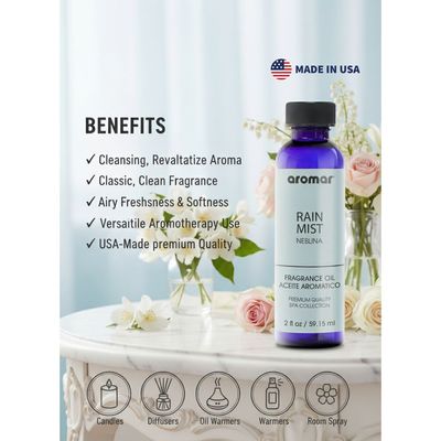 Aromar Spa Aromatic Oil – Rain Mist Fragrance, 59.15ml | Fresh Aqua-Inspired Essential Oil for Diffusers, Humidifiers & Candles | Clean, Dewy & Revitalizing Aroma for Home, Spa & Office