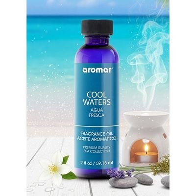 Aromar Spa Aromatic Oil – Cool Waters Fragrance, 59.15ml | Fresh Aqua-Inspired Essential Oil for Diffusers, Humidifiers & Candles | Masculine, Ocean Breeze Aroma for Home, Spa & Office