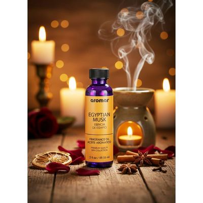 Aromar Spa Aromatic Oil – Egyptian Musk Fragrance, 59.15ml | Warm, Sensual & Earthy Essential Oil for Diffusers, Humidifiers & Candles | Timeless Unisex Aroma for Home, Spa & Meditation
