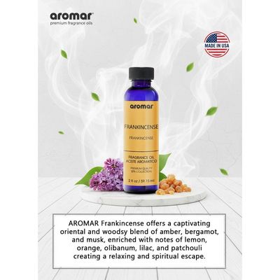 Aromar Spa Aromatic Oil – Frankincense Fragrance, 59.15ml | Sacred, Woody & Soothing Essential Oil for Diffusers, Humidifiers & Candles | Spiritual Aromatherapy Scent for Relaxation, Healing & Meditation