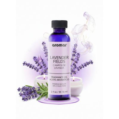 Aromar Spa Aromatic Oil – Lavender Fields Fragrance, 59.15ml | Relaxing Floral Essential Oil for Diffusers, Humidifiers & Candles | Calming Home Aroma for Sleep, Stress Relief & Spa Ambiance
