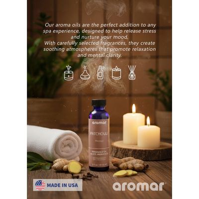 Aromar Spa Aromatic Oil – Patchouli Fragrance, 59.15ml | Earthy, Warm & Woody Essential Oil for Diffusers, Humidifiers & Candles | Grounding, Long-Lasting Aroma for Relaxation, Meditation & Home Balance