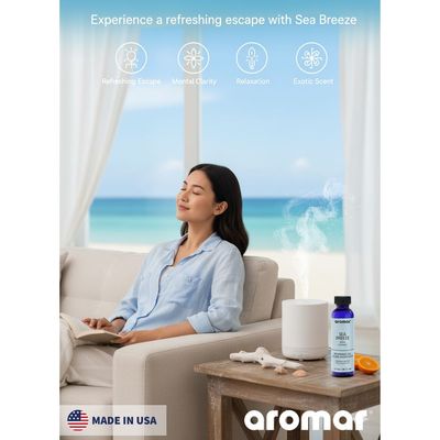 Aromar Spa Aromatic Oil – Sea Breeze Fragrance, 59.15ml | Fresh Ocean-Inspired Essential Oil for Diffusers, Humidifiers & Candles | Clean, Revitalizing Aroma for Home, Spa & Relaxation