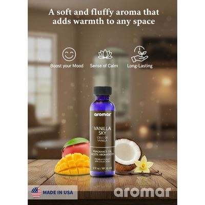 Aromar Spa Aromatic Oil – Vanilla Sky Fragrance, 59.15ml | Warm, Sweet & Soothing Essential Oil for Diffusers, Humidifiers & Candles | Cozy Home Aroma for Relaxation, Comfort & Luxury Ambiance