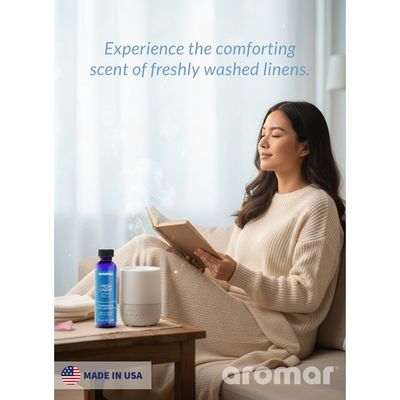 Aromar Spa Aromatic Oil – Fresh Linens Fragrance, 59.15ml | Clean, Crisp & Comforting Essential Oil for Diffusers, Humidifiers & Candles | Long-Lasting Home Aroma for Freshness, Relaxation & Calm