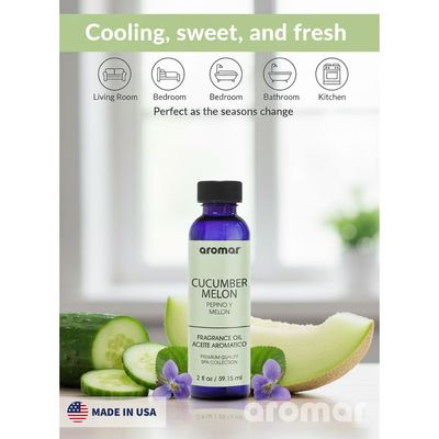 Aromar Spa Aromatic Oil – Cucumber Melon Fragrance, 59.15ml | Fresh, Fruity & Refreshing Essential Oil for Diffusers, Humidifiers & Candles | Crisp Home Aroma for Relaxation, Energy & Everyday Freshness