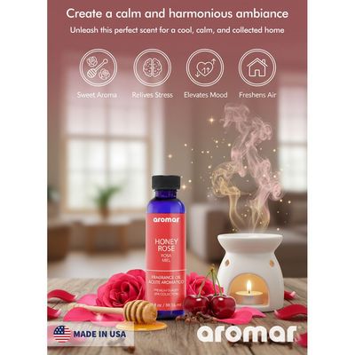 Aromar Spa Aromatic Oil – Honey Rose Fragrance, 59.15ml | Sweet Floral & Luxurious Essential Oil for Diffusers, Humidifiers & Candles | Romantic, Long-Lasting Aroma for Home, Relaxation & Spa Ambiance