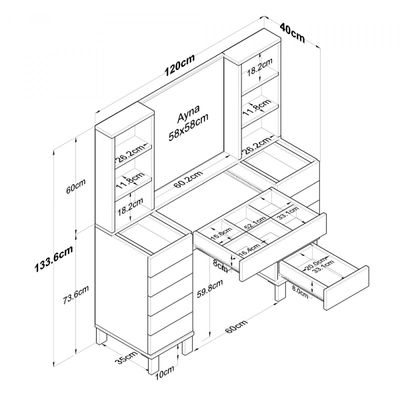 Home Canvas BellaVista Glam Vanity LED Mirror with 11 Drawers