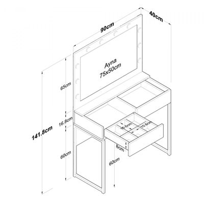 Home Canvas Luna Grace Vanity LED Mirror + 2 Drawers