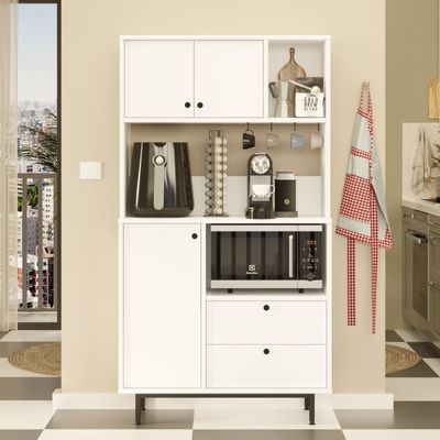 Home Canvas Whitehaven Storage Cabinet with Shelves & Drawers | Pantry & Appliance Organizer -Tall