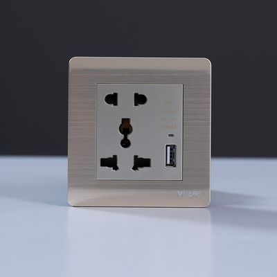 Milano 16A Universal Socket(2Pin+3Pin) With 2.1A U-Gold