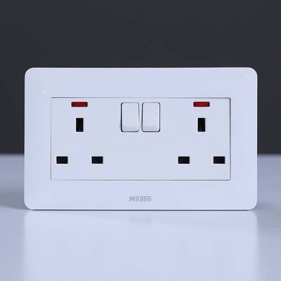 Milano 13A Twin Socket With Switch & Led Indicator-White