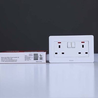 Milano 13A Twin Socket With Switch & Led Indicator-White