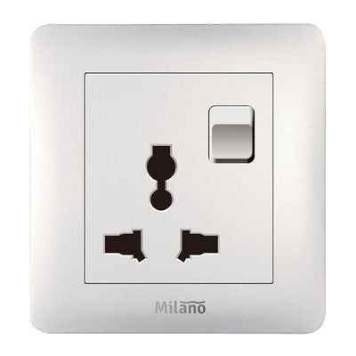 Milano 16A 3 Pin Universal Socket With Switch Wh P
