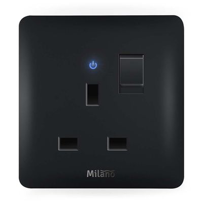 Milano 13A Single Switched Socket Mblk Ps (A63-C1