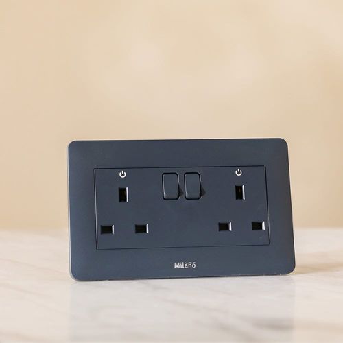 Milano 13A Dual Switched Socket Mblk Ps (A63-C14