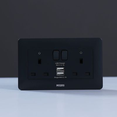 Milano 13A Dual Switched Socket With Usb Mblk