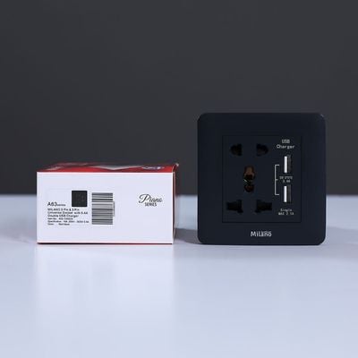 Milano 16A Single Universal Socket With Dual Usb