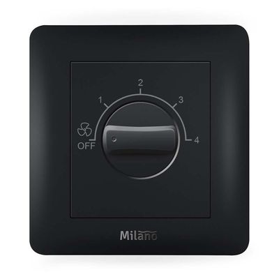 Milano 100W Step Fan Dimmer SwitchMblk Ps