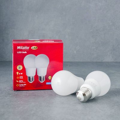 Milano LED Bulb 2Pcs Set 6W E-27 6500K