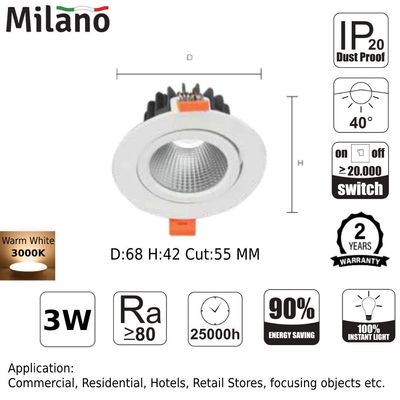 Milano New Led Spot Light 3W 3000K