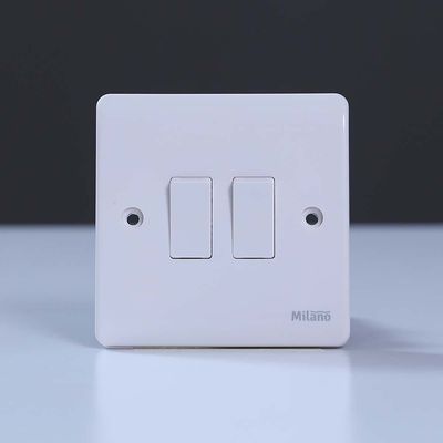 Milano 10A 2 Gang 2 Way Switch White