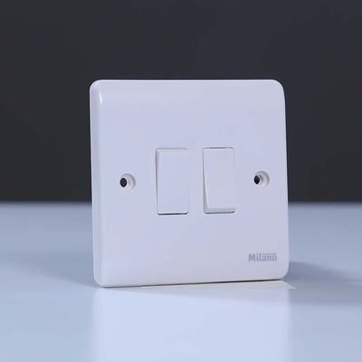 Milano 10A 2 Gang 2 Way Switch White