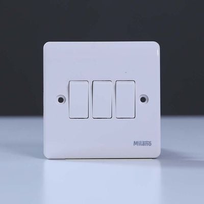 Milano 10A 3 Gang 1 Way Switch White