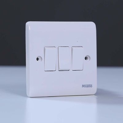 Milano 10A 3 Gang 1 Way Switch White