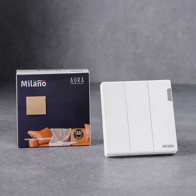 Milano 10A 3G 2W Switch Aura Wh