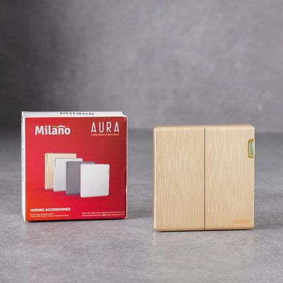 Milano 10A 2G 1W Switch Aura Gld