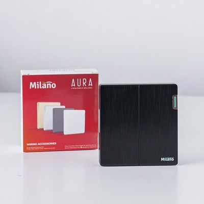 Milano 10A 2G 1W Switch Aura Blk