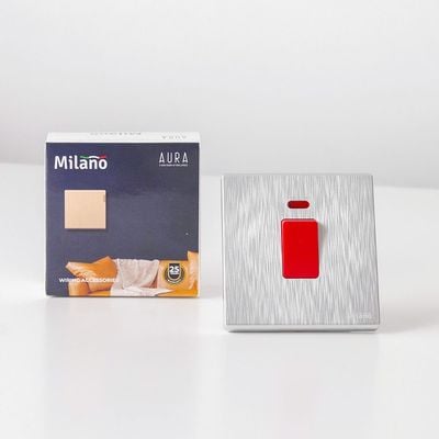 Milano 45A Dp Switch With Neon Aura Slvr
