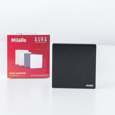 Milano Single Blank Plate Aura Blk