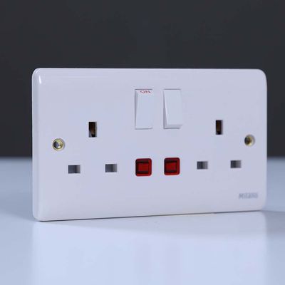 Milano 13A Double Switched Socket With Neon, Whit