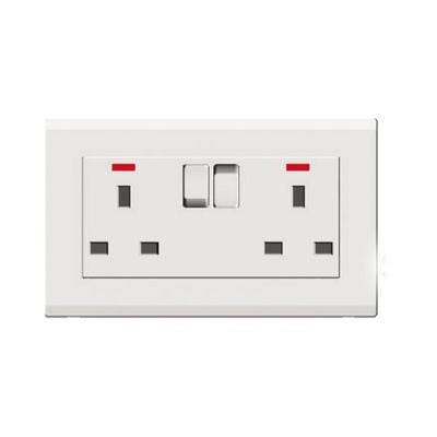 Milano 13A 2 Gang Socket With Neon White