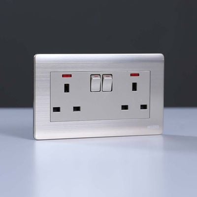 Milano 13A 2 Gang Socket With Neon Gd