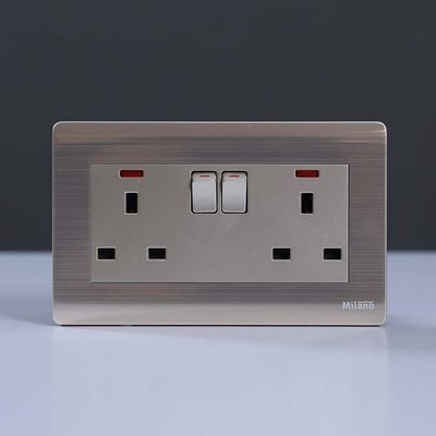 Milano 13A 2 Gang Socket With Neon Gd