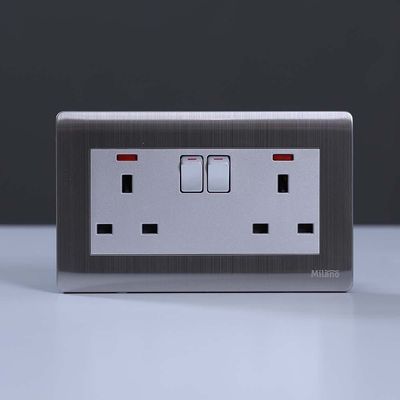 Milano 13A 2 Gang Socket With Neon Sl (B9-C14)