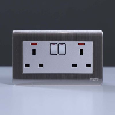 Milano 13A 2 Gang Socket With Neon Sl (B9-C14)