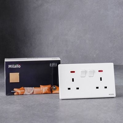 Milano 13A Dual Socket With Neon Aura Wh