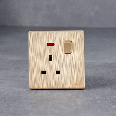 Milano 13A Socket With Neon, Dp Aura Gld