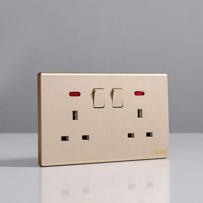 Milano 13A Dual Socket With Neon Aura Gld