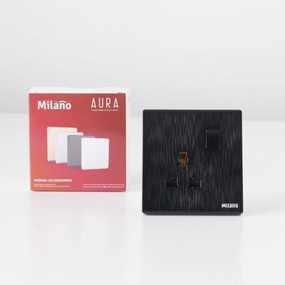 Milano 16A Universal  Socket Aura Blk