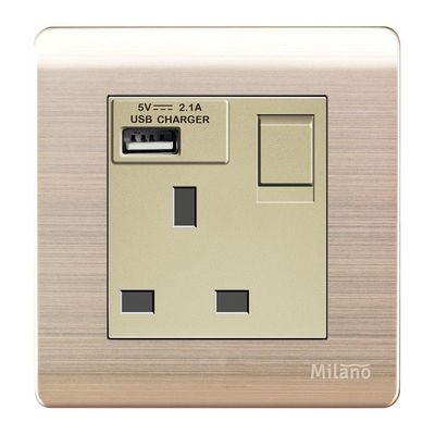 Milano 13A Socket With Neon With Usb Gd