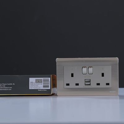 Milano 13A 2 Gang Socket With Neon With Usb Gd