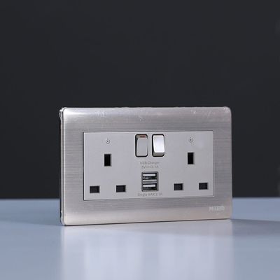 Milano 13A 2 Gang Socket With Neon With Usb Gd