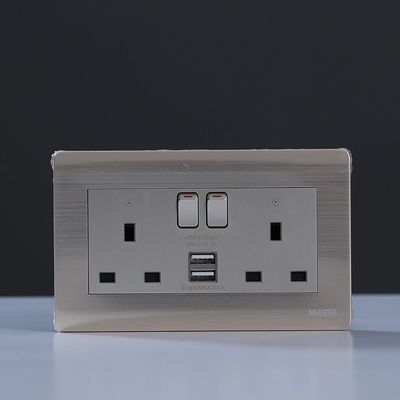 Milano 13A 2 Gang Socket With Neon With Usb Gd