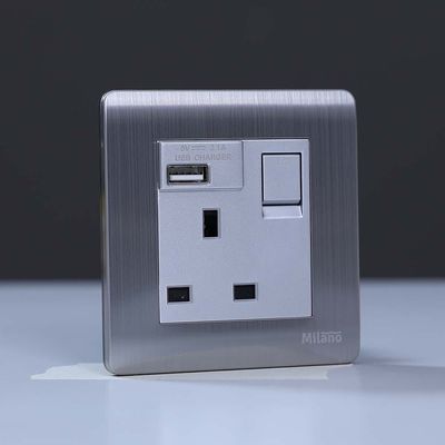 Milano 13A Socket With Neon With Usb Sl