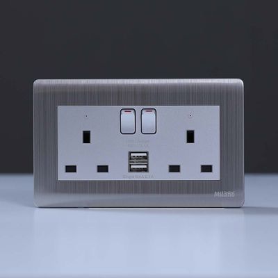 Milano 13A 2 Gang Socket With Neon With Usb Sl